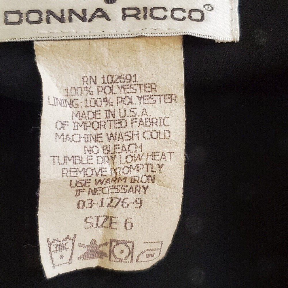 VINTAGE Donna Ricco Womens Black White Polka Dot Party Dress Size 6 Short Sleeve - Picture 8 of 8